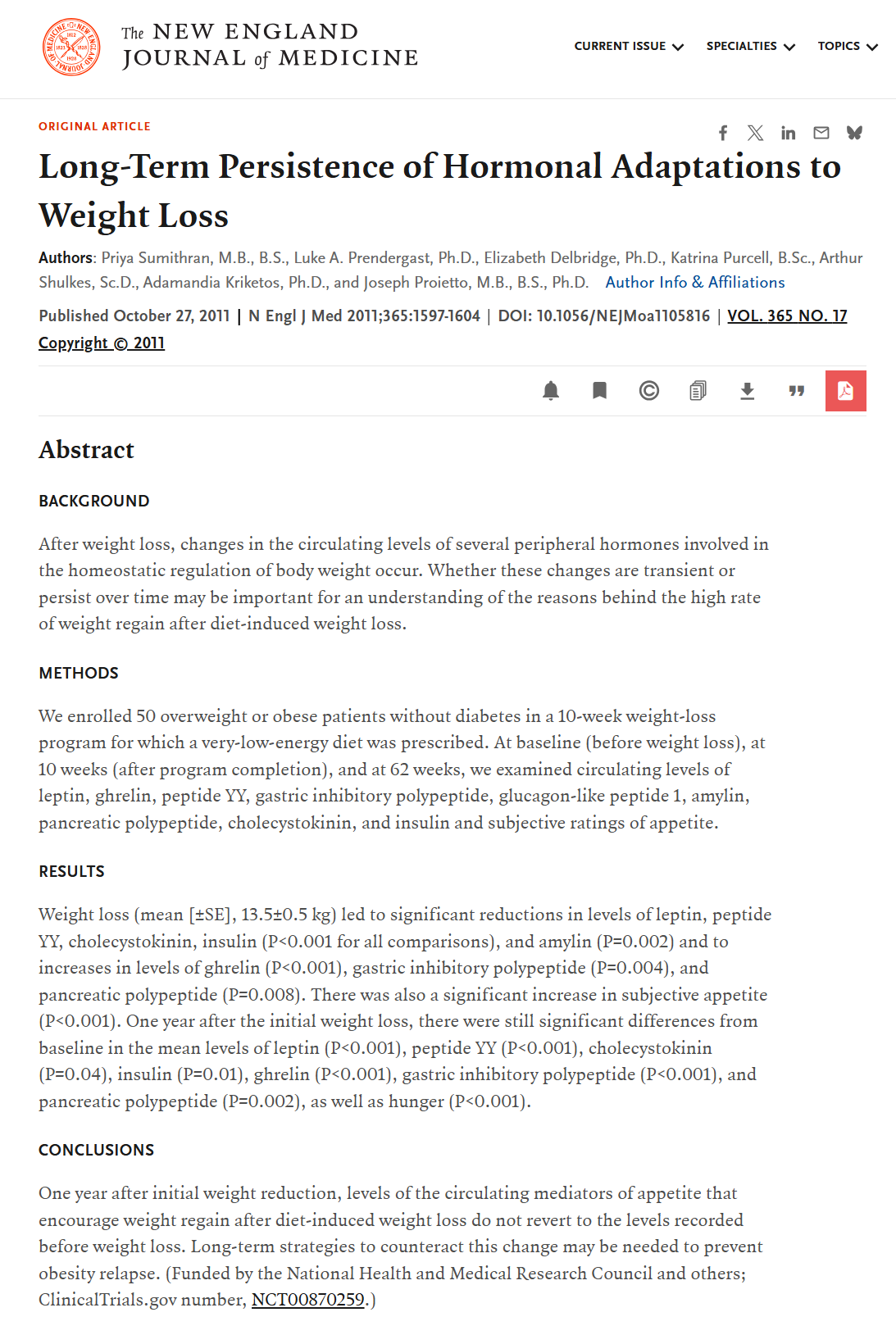 Estratto dello studio Sumithran et al., New England Journal of Medicine 2011